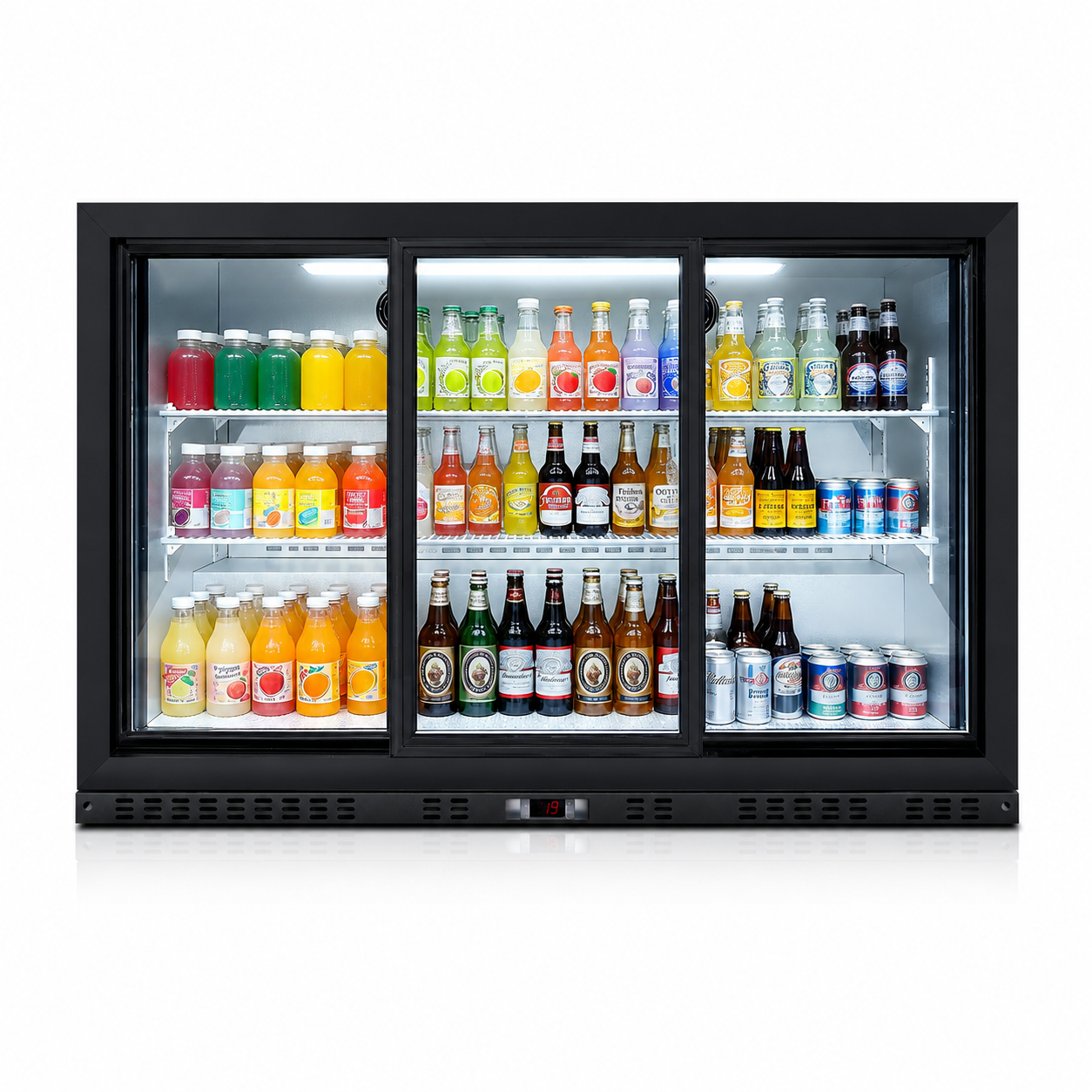 53'' Beverage Refrigerator, 3 Sliding Glass Door Back Bar Cooler, 11.3 cu.ft.