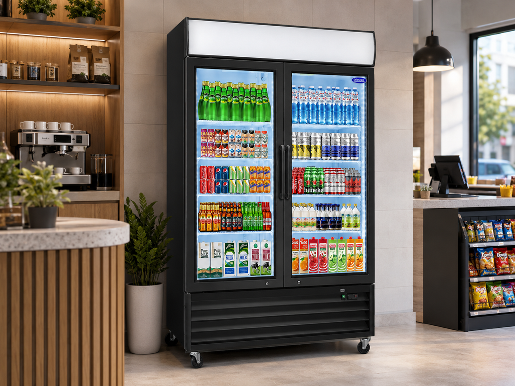 54" Commercial Display Merchandiser Refrigerator, 2 Glass Doors, 44.8 cu.ft.