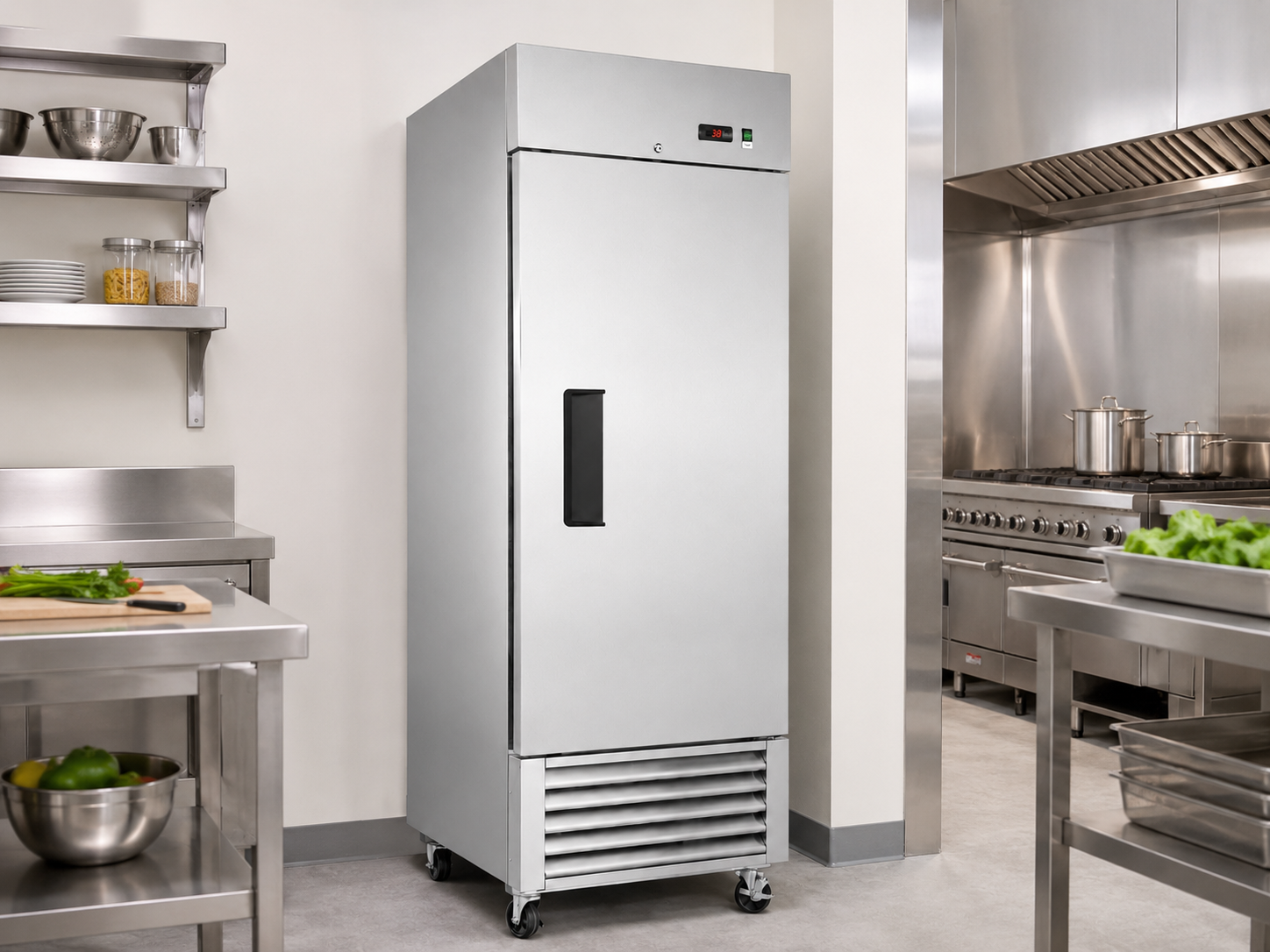 27" Commercial Reach-In Refrigerator, Stainless Steel, 1 Solid Door, 23 cu.ft.