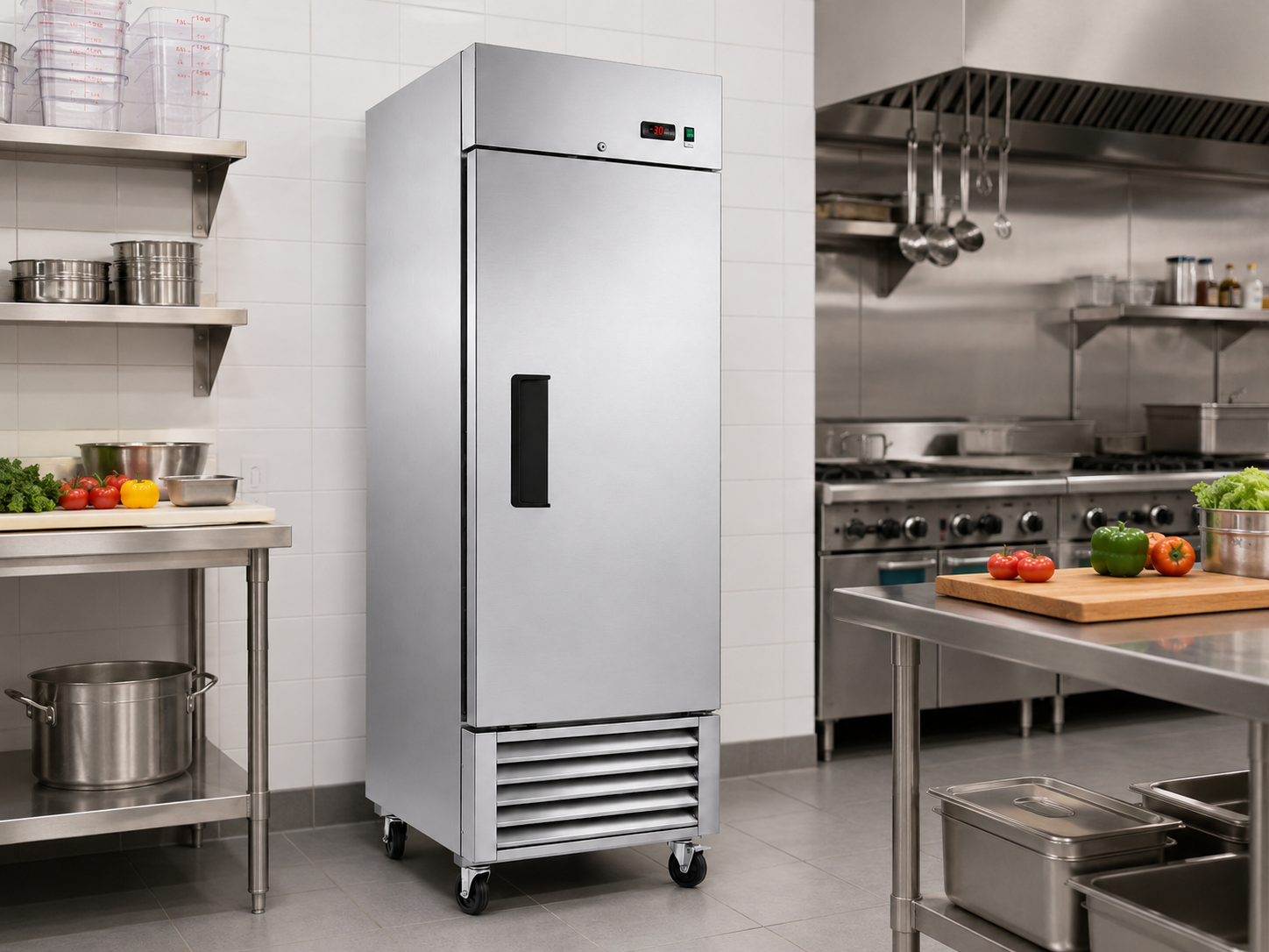 27" Commercial Reach-In Freezer, Stainless Steel, 1 Solid Door, 23 cu.ft.