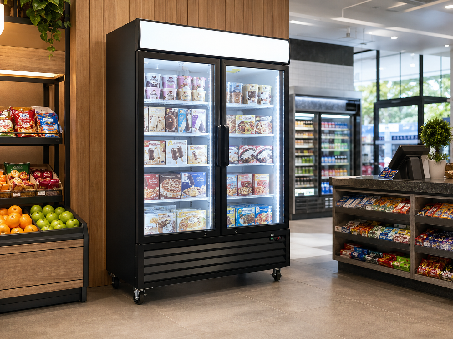 54" Commercial Display Merchandiser Freezer, 2 Glass Doors, 44.8 cu.ft.